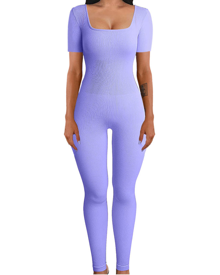 Dame Figurformet Jumpsuit med firkantet udskæring og kort ærme Stilla