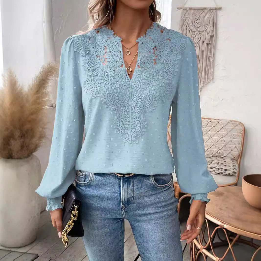 Damebluse med kunstnerisk broderi Stilla