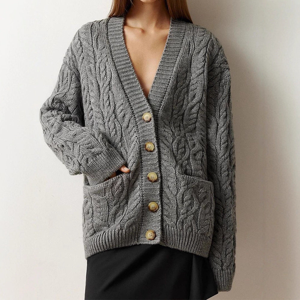 Dame Stor Strikcardigan Stilla