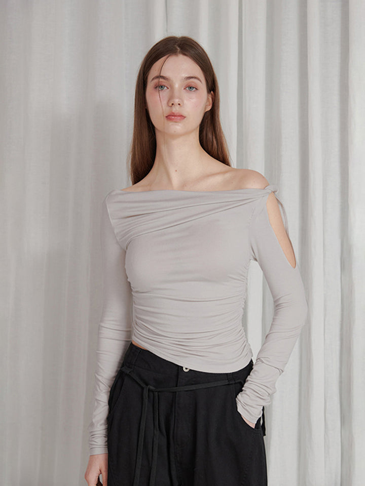 Femme Asymmetrisk Langærmet Rafftop Stilla 1750184187