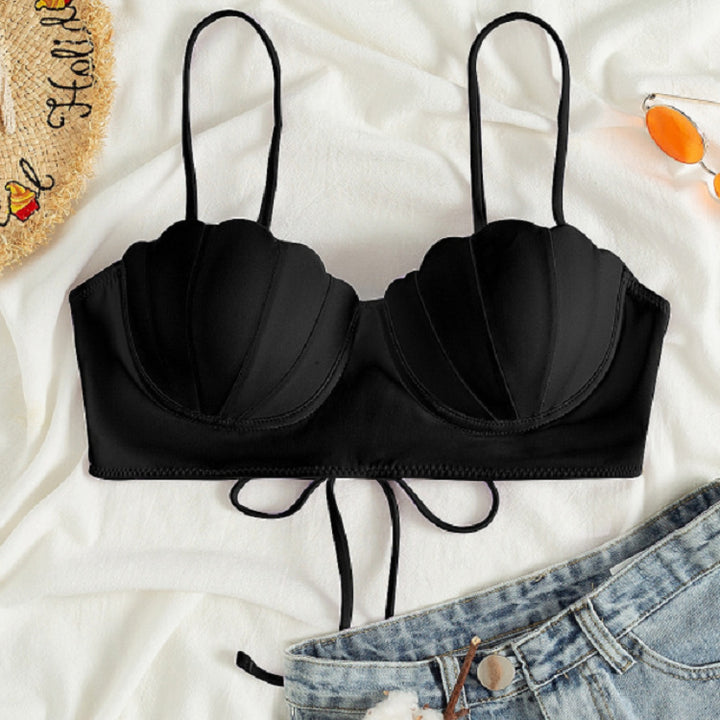 Dame bikini-overdel med muslingformet design og justerbare stropper Skovae