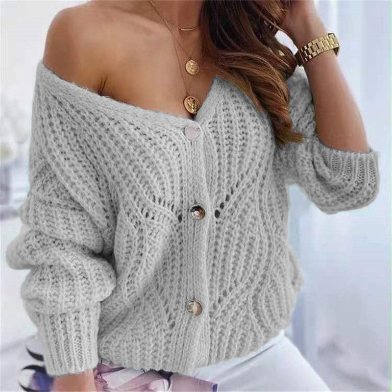 Dame chunky strik cardigan med fordelagtigt åbent design og dekorative knapdetaljer Stilla