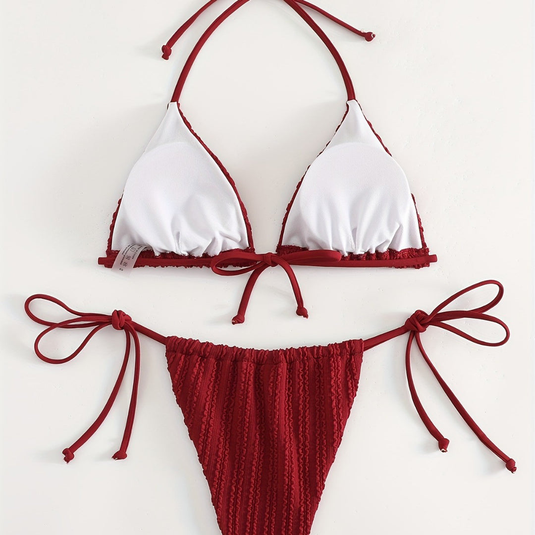 Dame Triangel-Bikini med raffinerede rynker Skovae