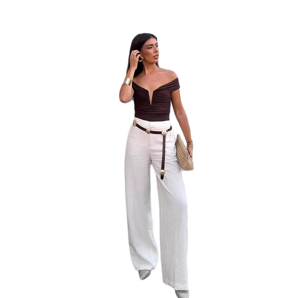 Dame Off-Shoulder Top med elegant Draperingsdesign Stilla