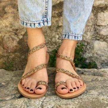 Dame zehentrenner-sandaler med glitrende dekorative sten og komfortabelt fodseng Stilla