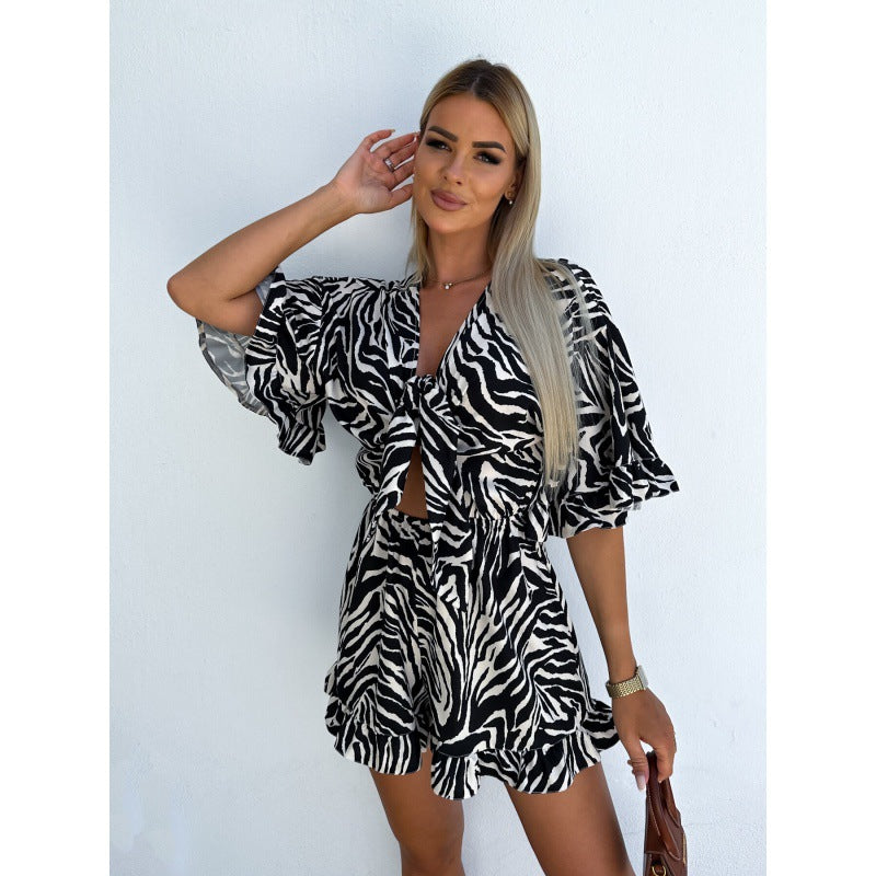 Dame Zebra-Print Vrap-Mini-Kjole Stilla