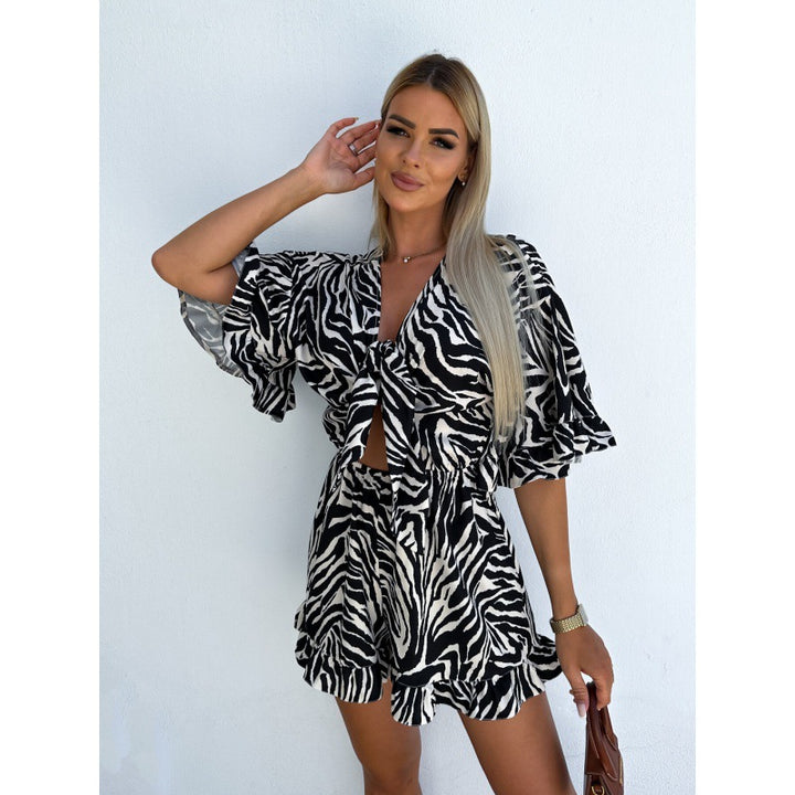Dame Zebra-Print Vrap-Mini-Kjole Stilla
