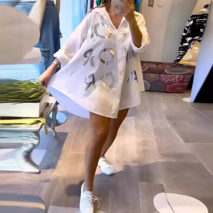 Dame Oversized Skjorte med reflekterende detaljer Stilla