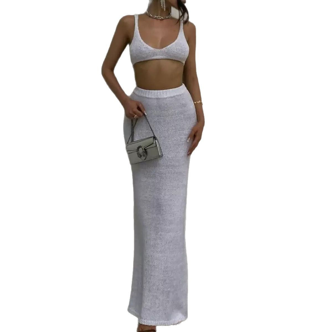 Damer sæt bestående af crop top og maxiskørt med elastisk talje Stilla