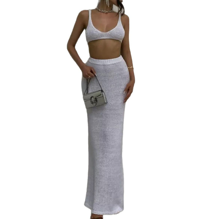 Damer sæt bestående af crop top og maxiskørt med elastisk talje Stilla