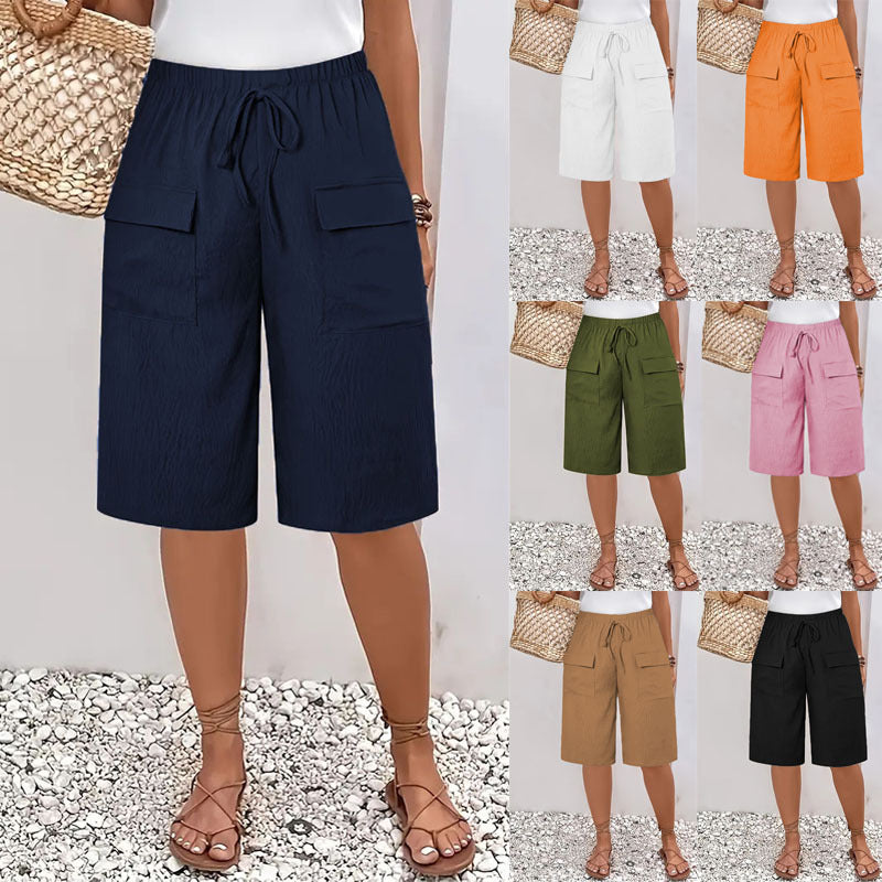 Dame afslappede cargo-shorts med elastisk talje og praktiske lommer Stilla