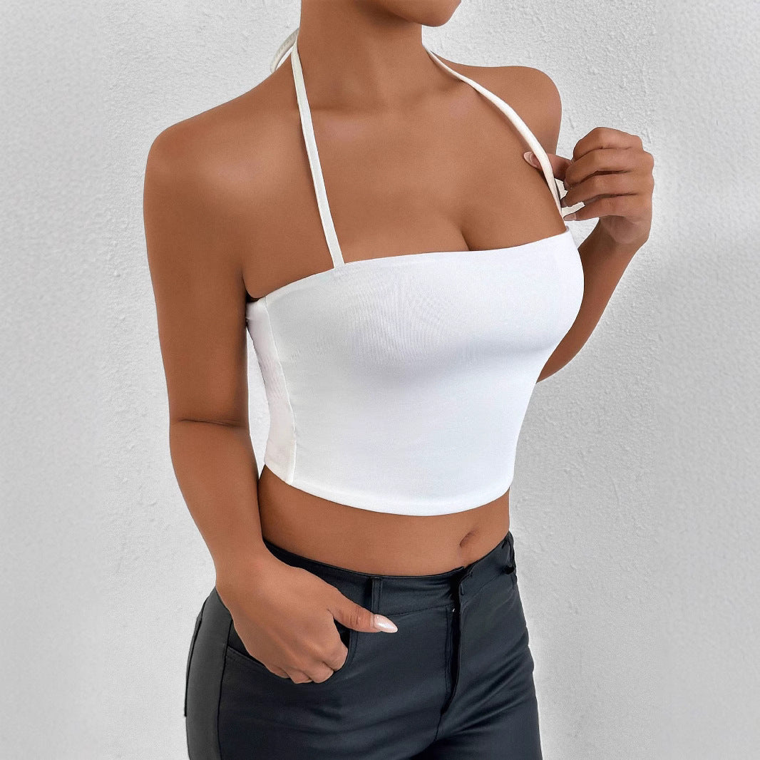 Dame Crop-Top med raffineret krydstræksdesign Skovae