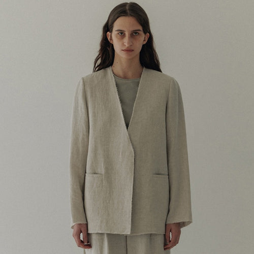 Dame Oversized Blazer med struktureret hør-blanding og afslappet silhuet Stilla