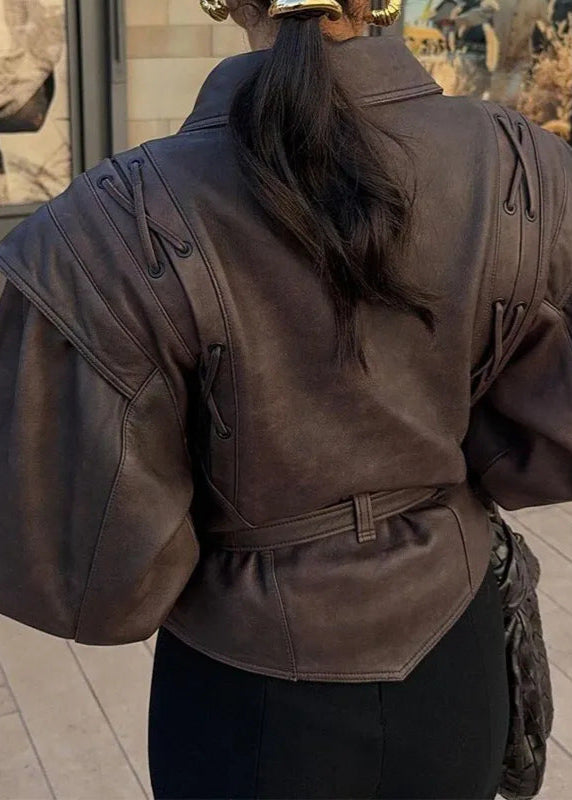 Stilla | Snøredetalje Faux-læder Blazer