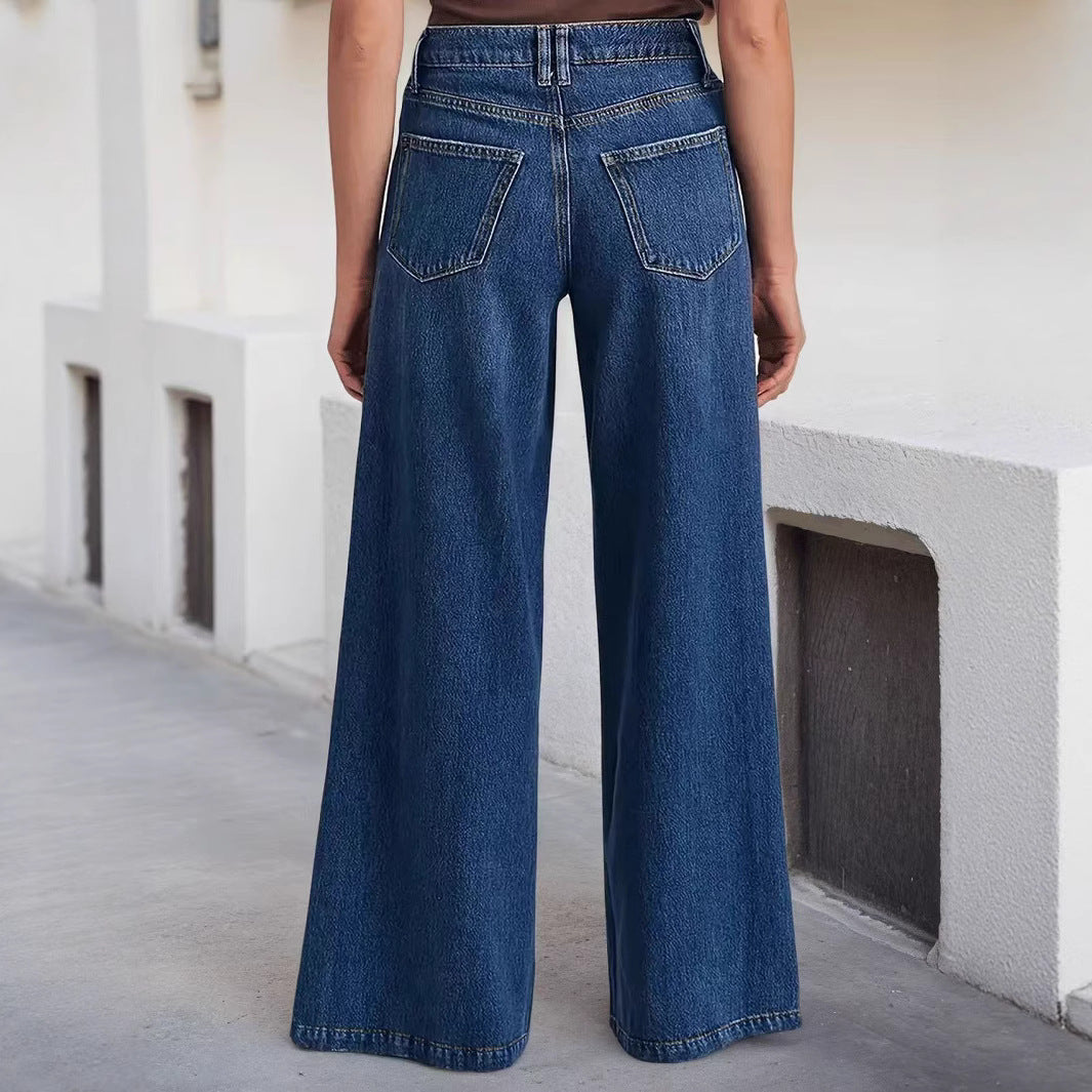 Dame brede jeans i moderne høj talje design med elegant snitføring Stilla