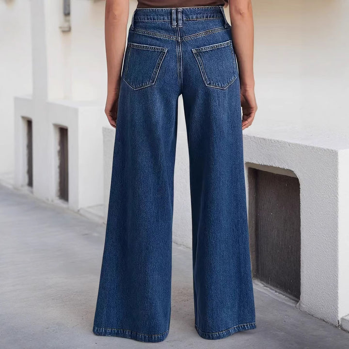 Dame brede jeans i moderne høj talje design med elegant snitføring Stilla