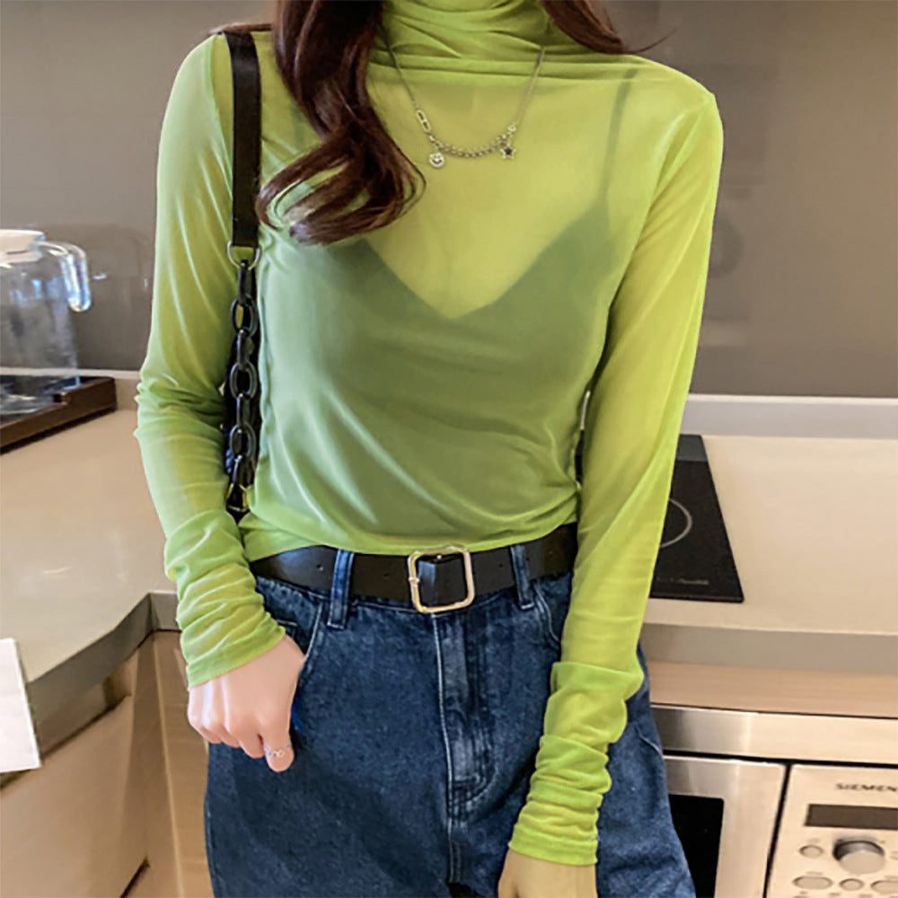 Kvinder Gennemsigtig Turtleneck Sweater Stilla