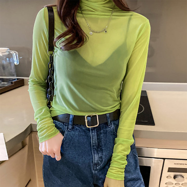 Kvinder Gennemsigtig Turtleneck Sweater Stilla
