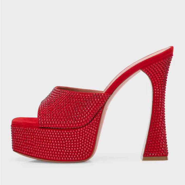 Femme krystal-besatte platform-sandaler- høje hæle Stilla