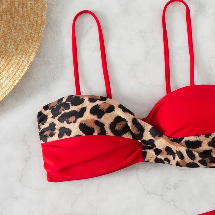 Dame Bikini-sæt med moderigtigt leopardmønster og behagelige stropper Stilla