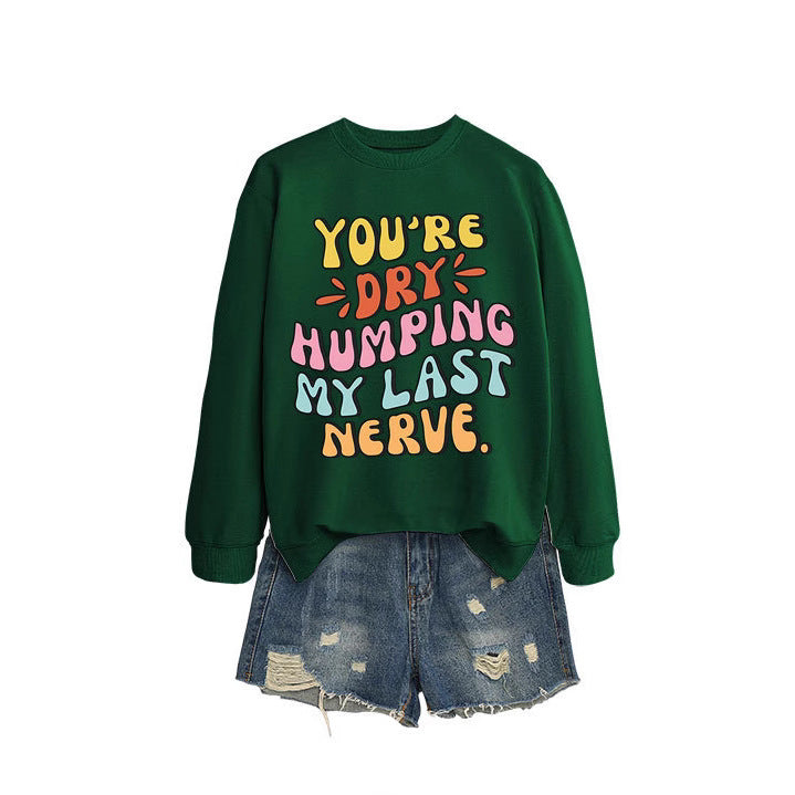 Kvinders sweatshirt med muntert tegneserie slogan og afslappet snit Stilla
