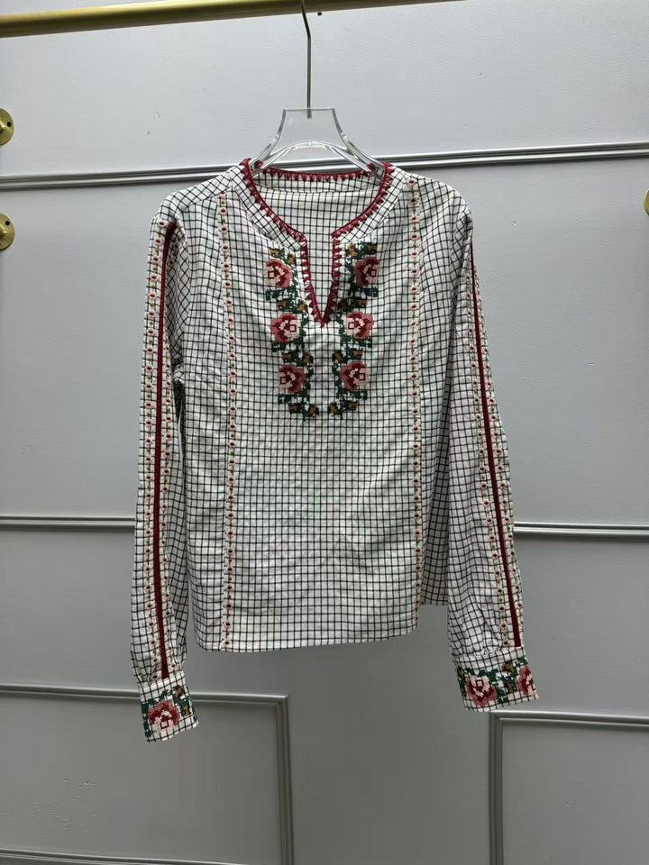 Dame Bestikket Bluse med detaljeret blomsterdesign Stilla