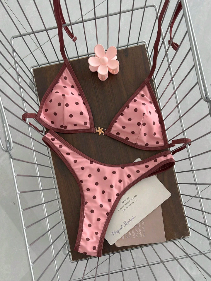 Dame triangel-bikini med elegant ribbestruktur Skovae
