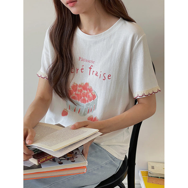 Dame T-shirt med legende print og maritime detaljer Stilla
