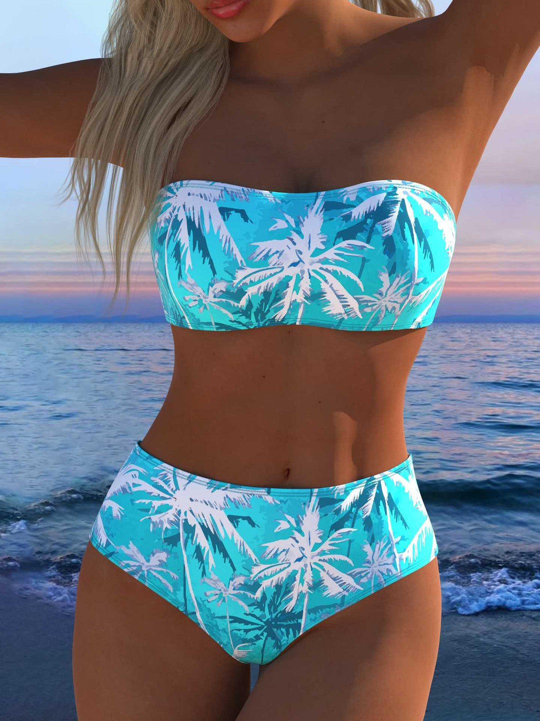 Dame Bandeau Bikini-sæt med dyreprint og høj talje Skovae