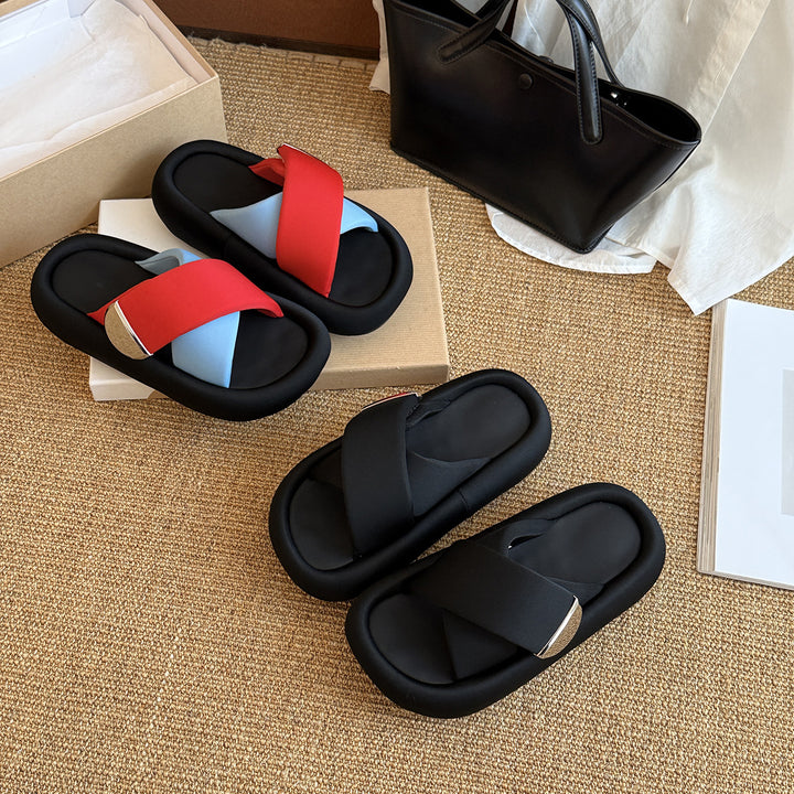 Femme Fritid Krydsrem Slide Sandaler Stilla