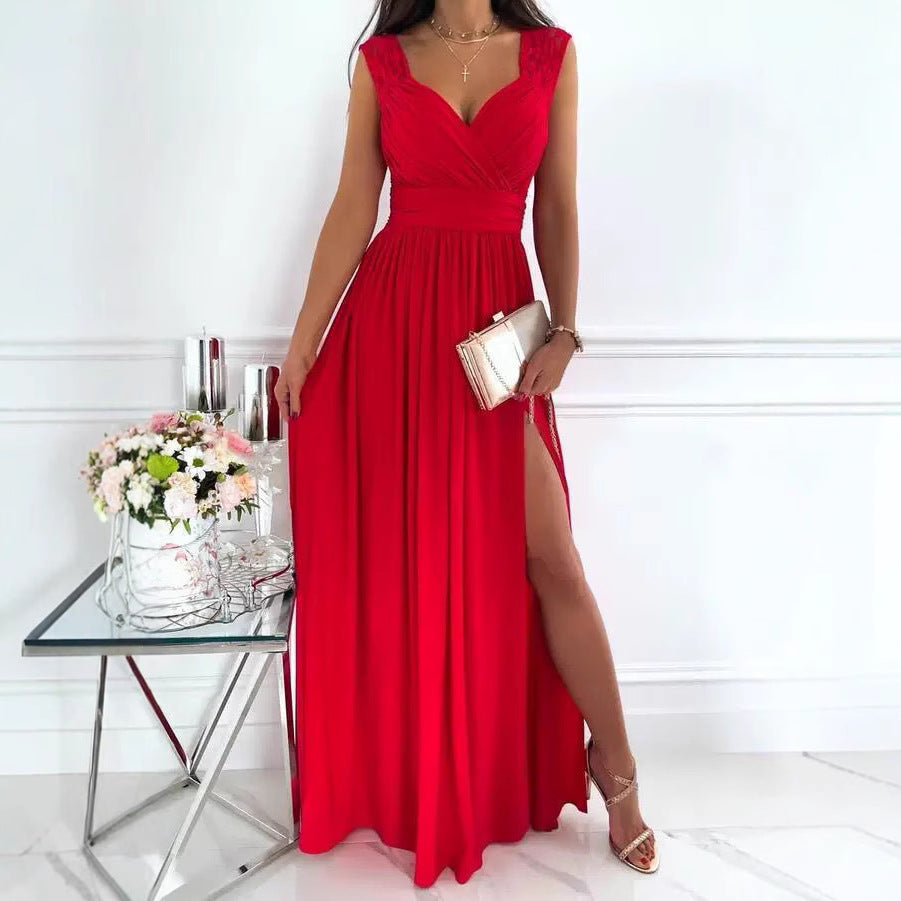 Dame Elegante Højslids-Maxi-Kjole Stilla 1751429438