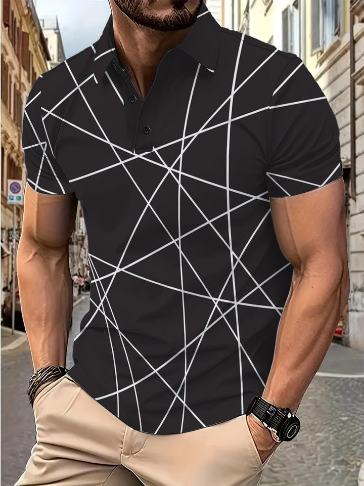 Herrer Poloshirt med moderne geometrisk mønster og komfortabelt strækstof Stilla