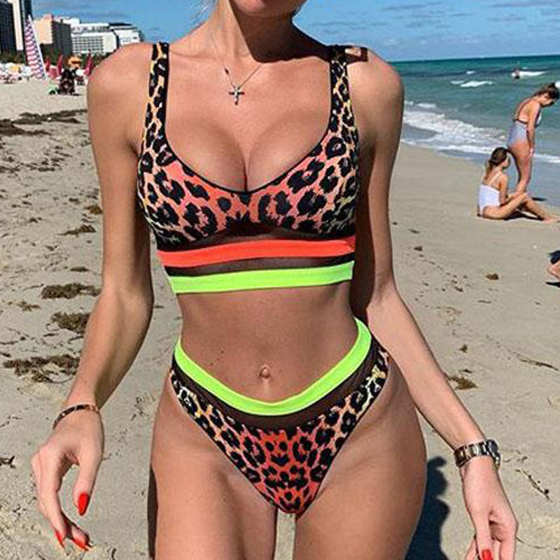 Dame Sporty Bikini-sæt med høj talje og fashionable mønster Skovae