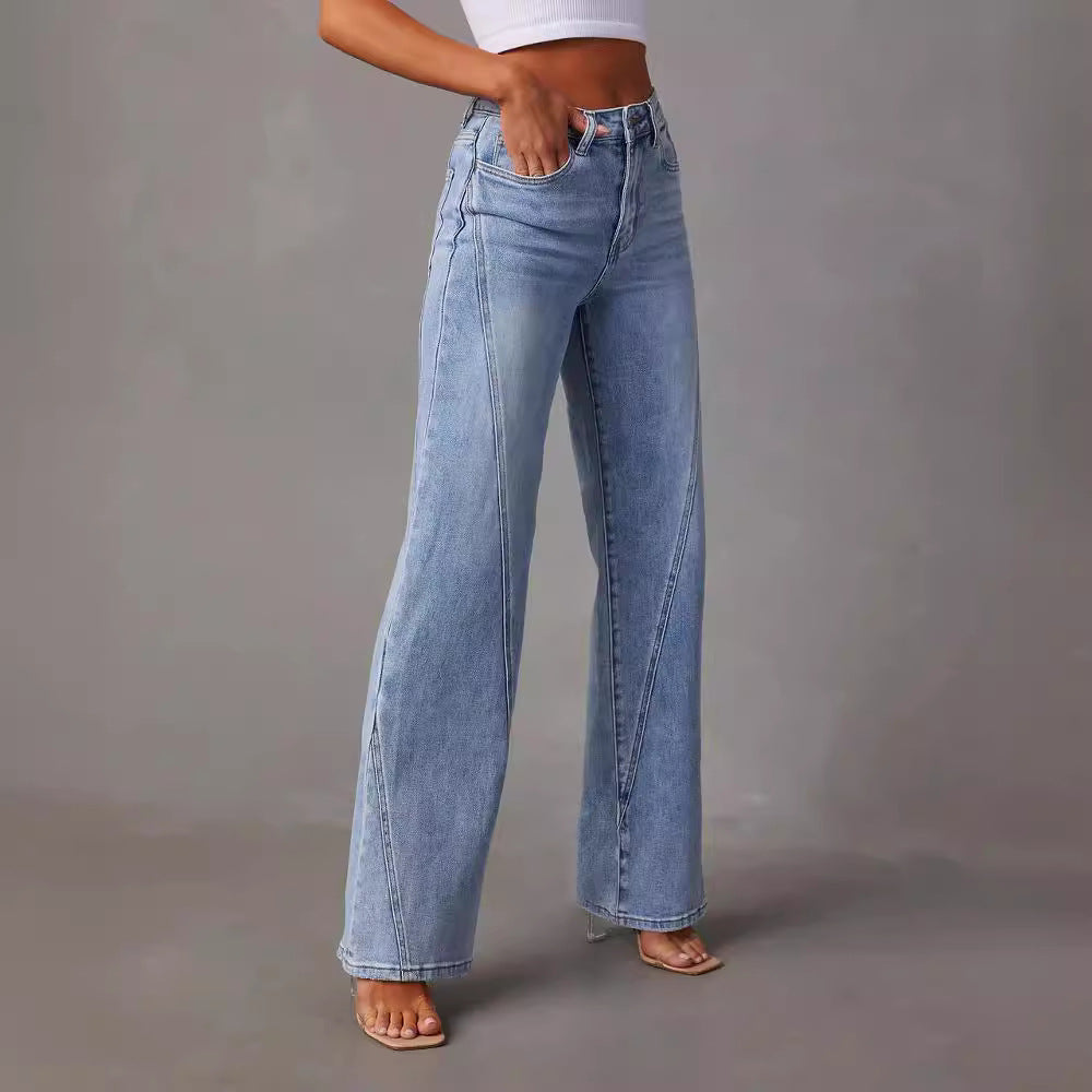 Dame Løst skårne Denim-jeans med høj talje og moderne sømme Stilla