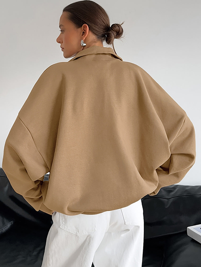Dame afslappet sweatshirt med lynlås og oversized pasform Stilla