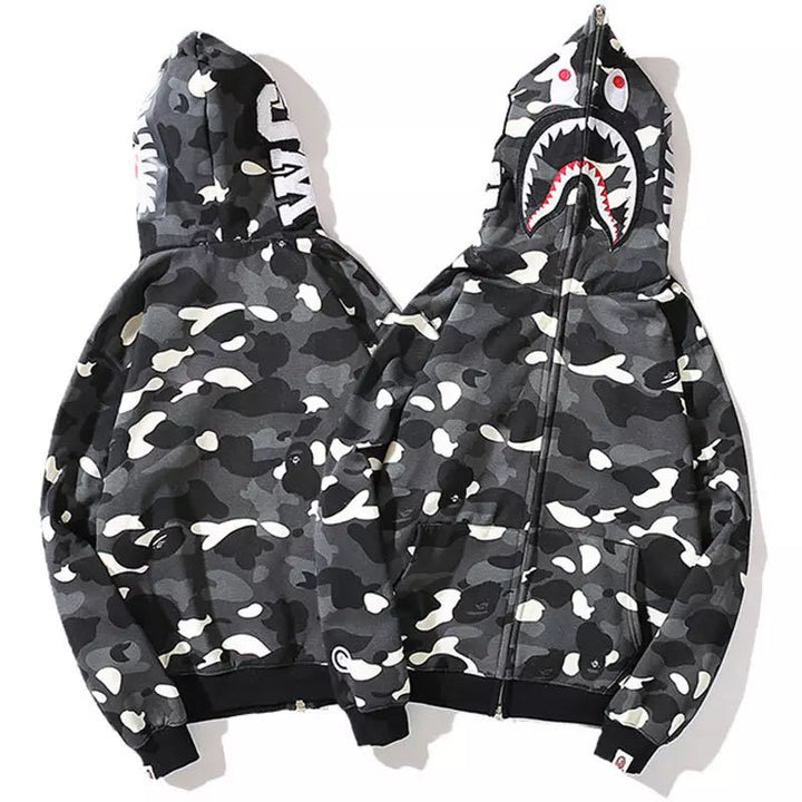 Dame hoodie jakke med moderne camouflage design og høj kvalitets bomuldsblanding Skovae
