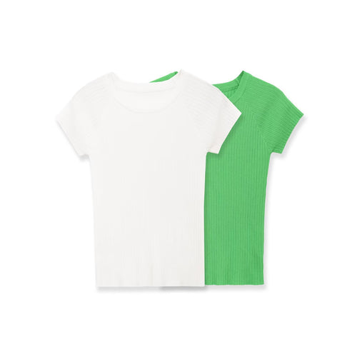Dame tætsiddende rib T-shirt med korte ærmer Skovae