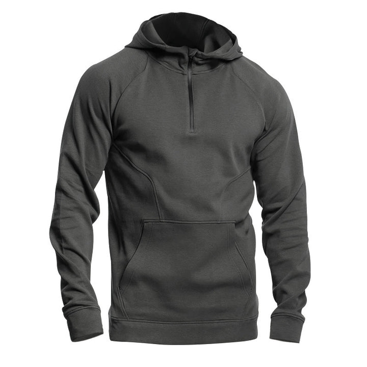 Herrer sports sweatshirts med halv lynlås og kængurulomme Stilla