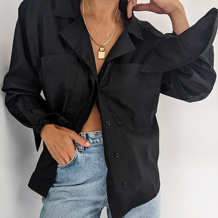 Damer elegant bluse med løse ærmer og struktureret krave Stilla