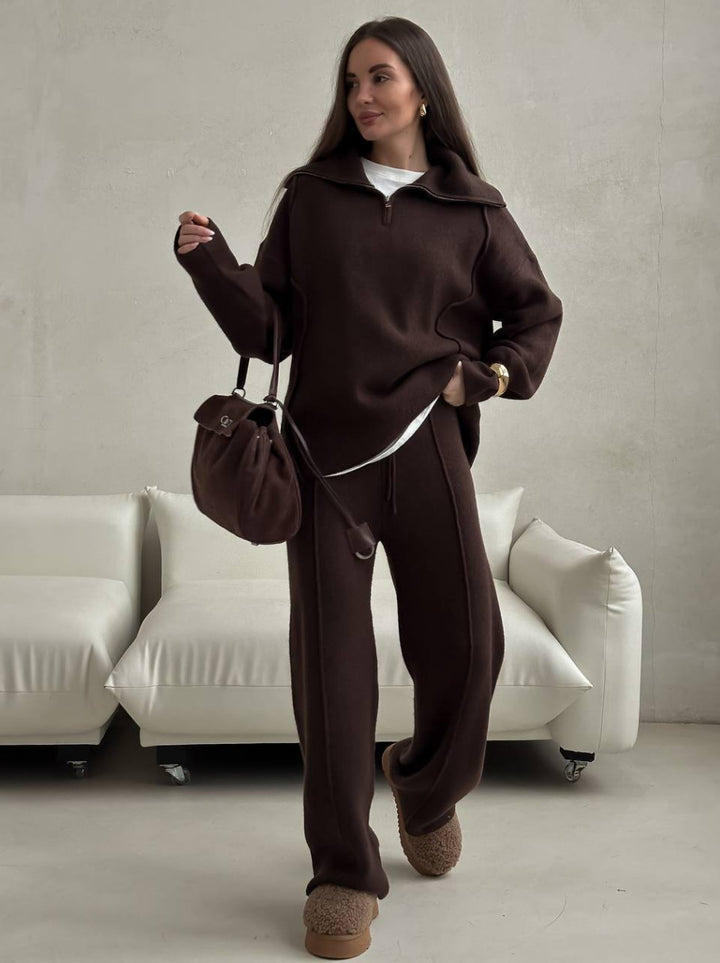 Kvinder Casual Sweatshirt og Joggingbukser Sæt med Lynlås og Behagelig Talje Stilla