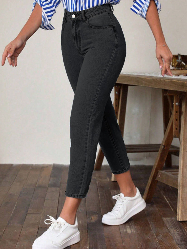 Dame Høj Talje Ankellange Denim Jeans Stilla