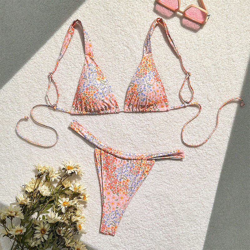 Dame Triangel-Bikini med legende blomsterdesign Skovae