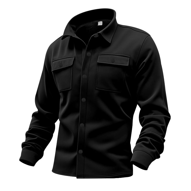 Herren nan Twill-overshirt med skjortekrave, påsyede brystlapper og lige søm Skovae