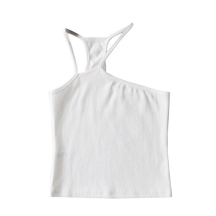 Dame asymmetrisk spaghetti-strop top med smart rippet design og sporty snit Stilla