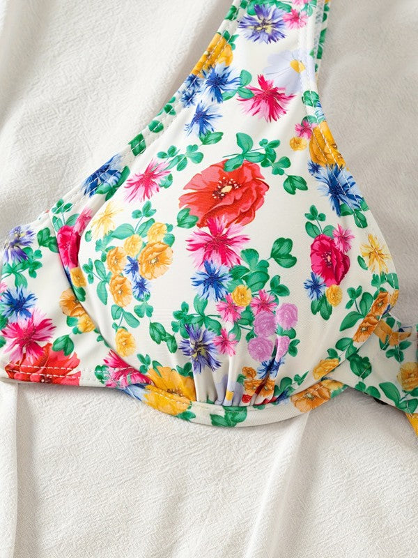 Kvinder Floral Print Højstøttende Bikini Sæt Stilla
