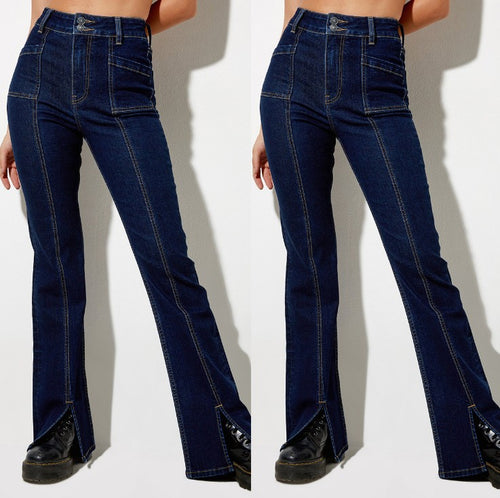 Dame Højtskårne Bootcut Jeans med Lynlås Stilla