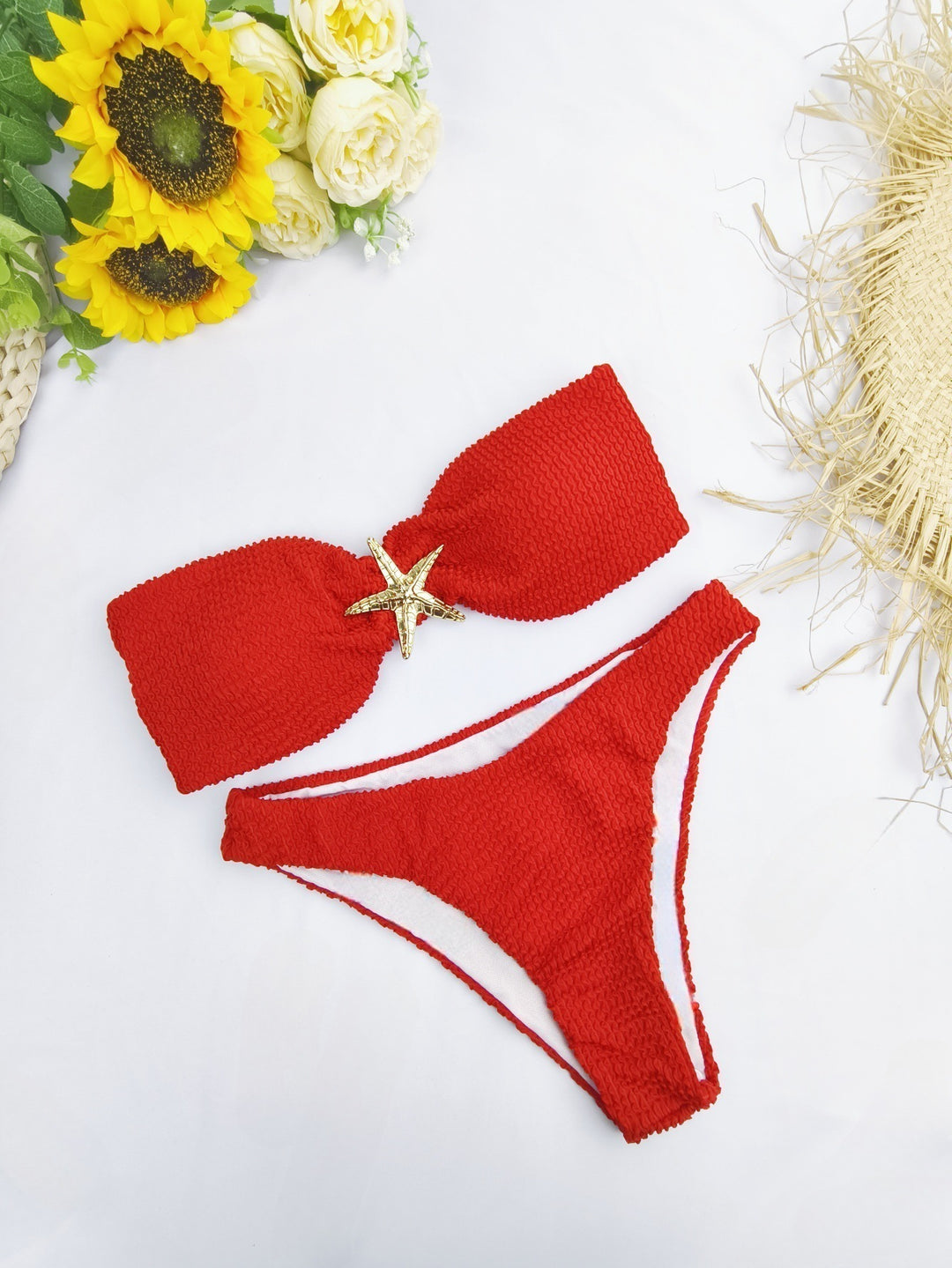 Dame bikini-sæt med elegant sløjfedekoration og justerbare stropper Skovae
