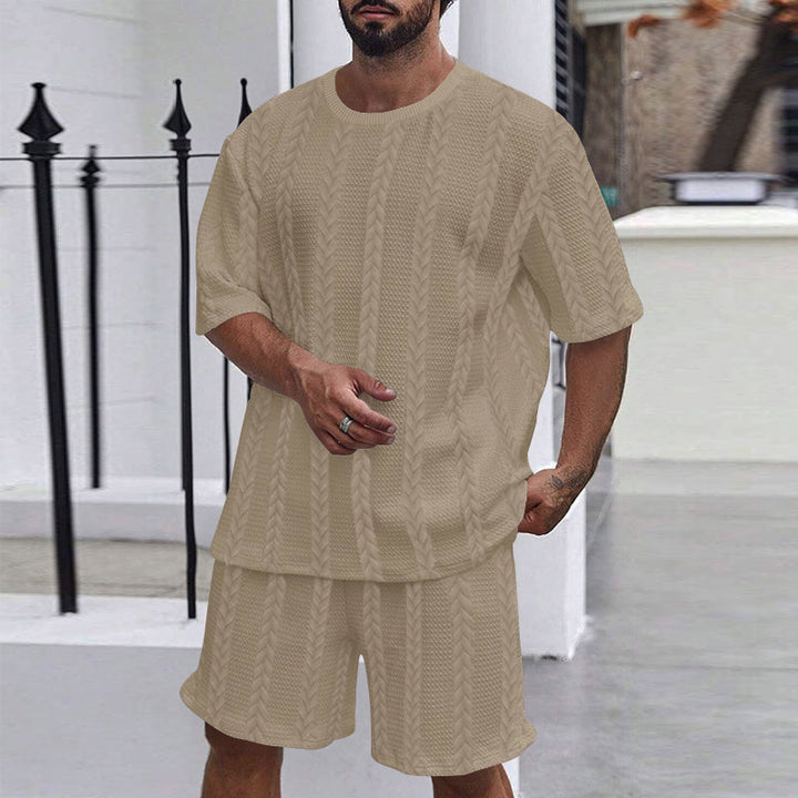 Herre afslappet strik sæt med oversized T-shirt og shorts Stilla