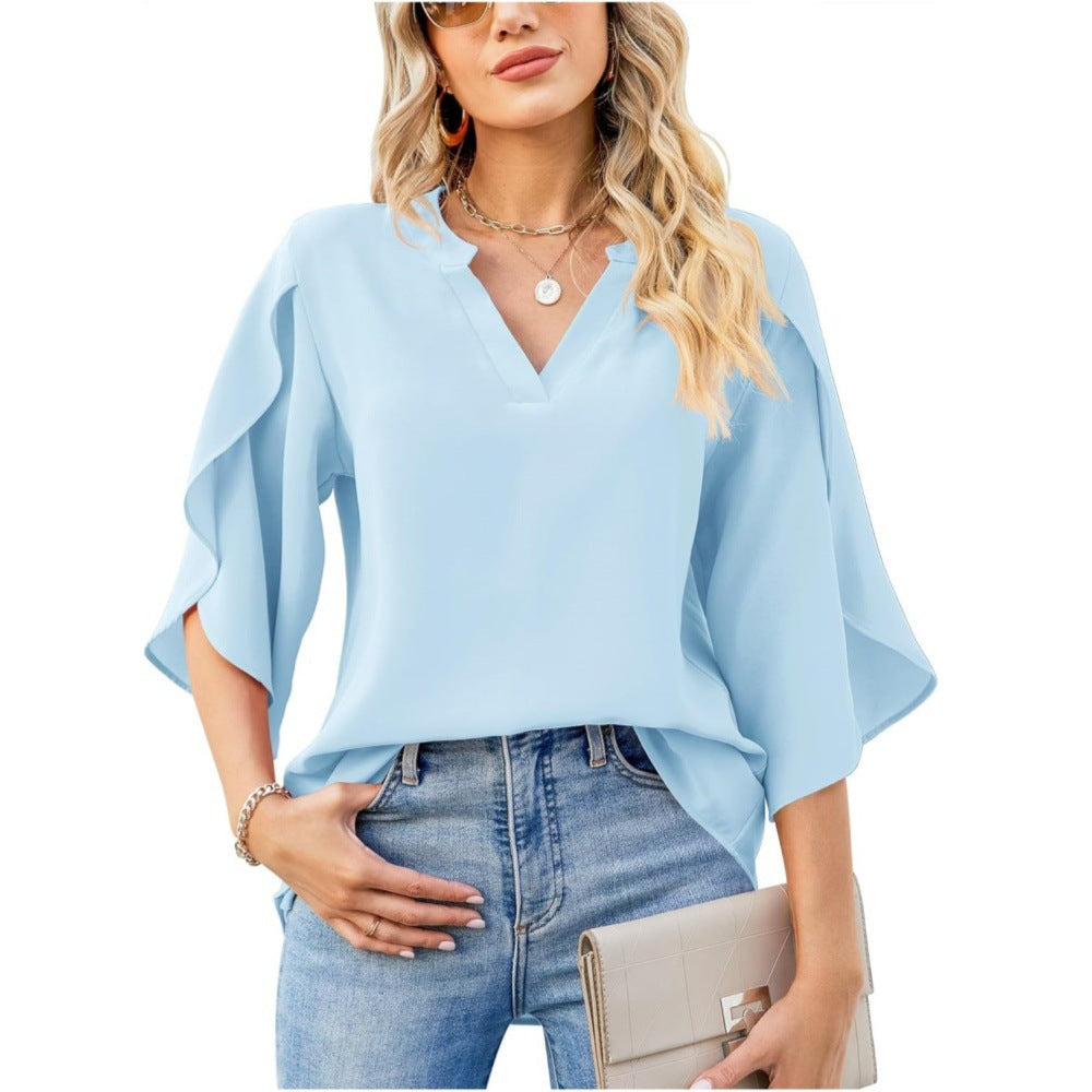 Dame Elegant Flatterærmer Bluse Stilla