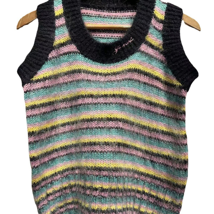 Dame strik-sommerpullover med farverige striber Stilla